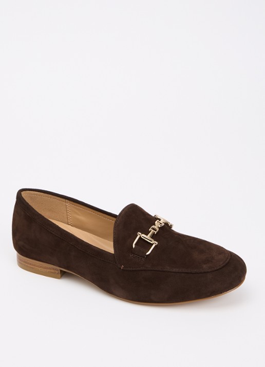 Dune London Wide Fit Glair loafer - voorkant 2 donkerbruin