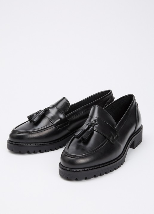 Dune London Wide Fit Gracelyn loafer van leer - detail 2 zwart