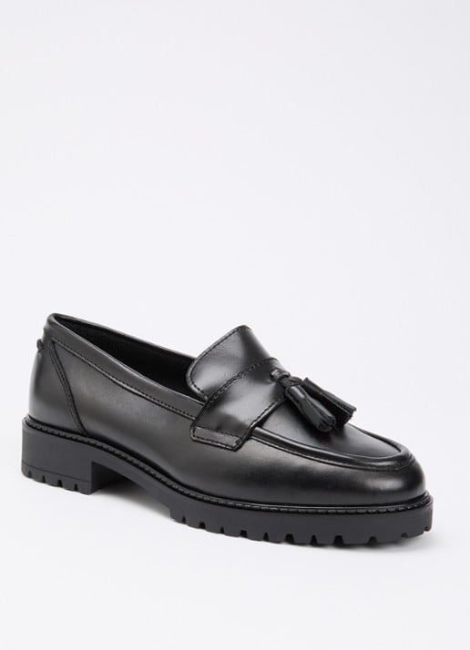 Dune London Wide Fit Gracelyn loafer van leer