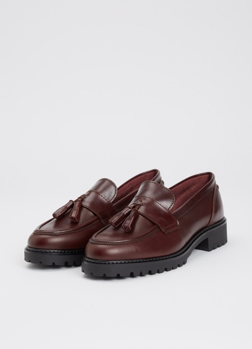 Dune London Wide Fit Gracelyn loafer van leer - detail 2 aubergine