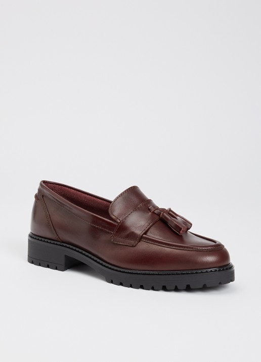 Dune London Wide Fit Gracelyn loafer van leer
