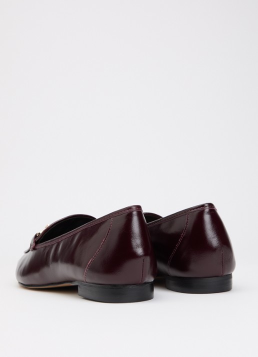Dune London Wide Fit Grained loafer van leer - achterkant 5 bordeauxrood