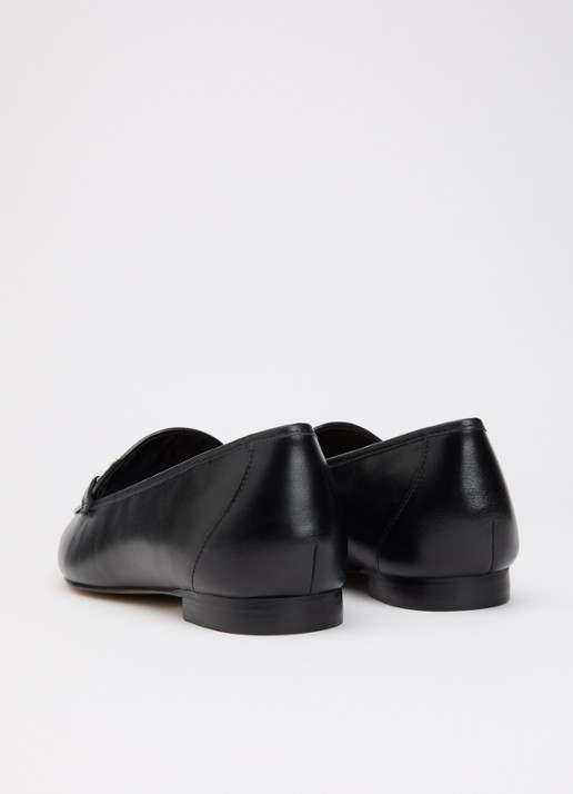 Dune London Wide Fit Grained loafer van leer - achterkant 5 zwart