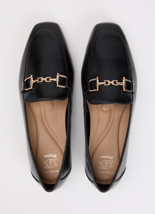 Dune London Wide Fit Grained loafer van leer - detail 3 zwart