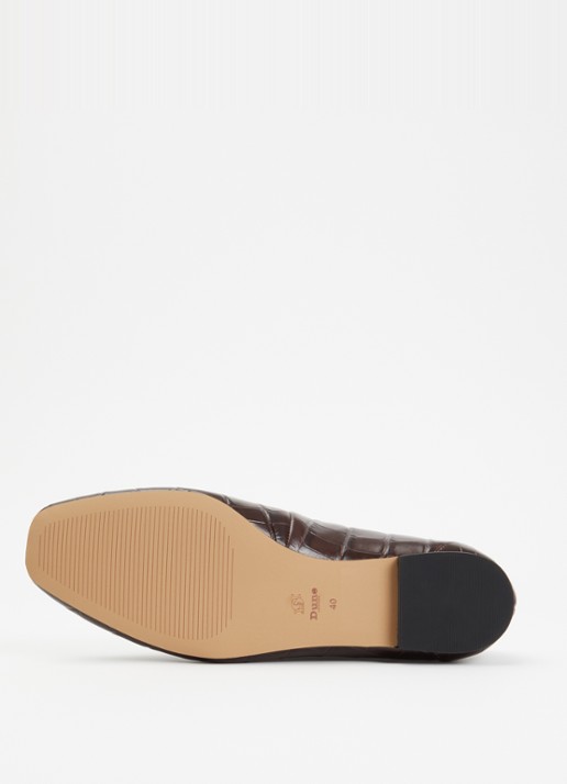 Dune London Wide Fit Grained loafer van leer - detail 3 kastanjebruin