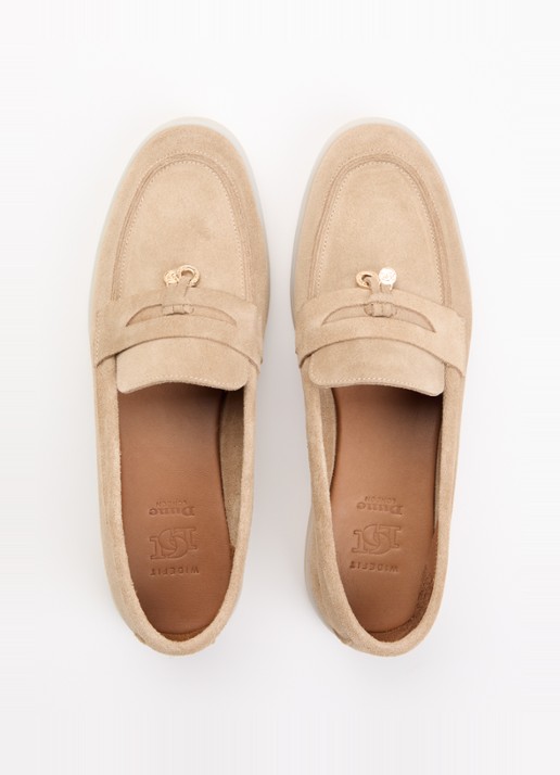 Dune London Wide Fit Grinning loafer van suède - detail 4 zand