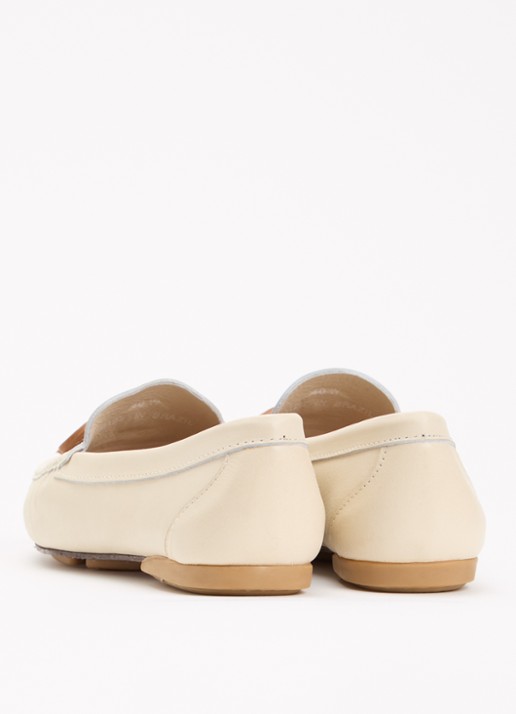 Dune London Wide Fit Grip mocassin van leer - achterkant 5 gebroken wit