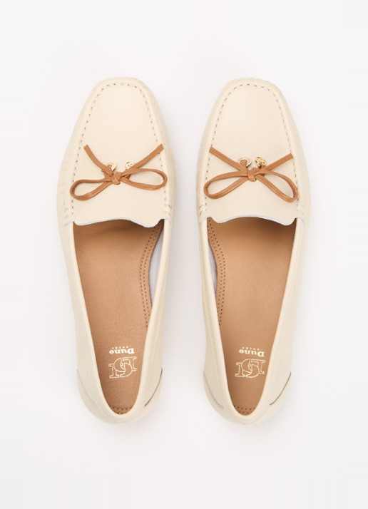 Dune London Wide Fit Grip mocassin van leer - detail 3 gebroken wit