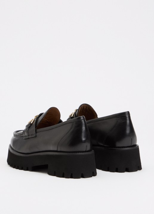Dune London Wide Fit Groundbreaking loafer van leer - achterkant 5 zwart