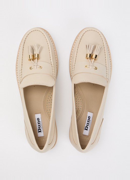 Dune London Wide Fit Gwen loafer van leer - detail 4 creme