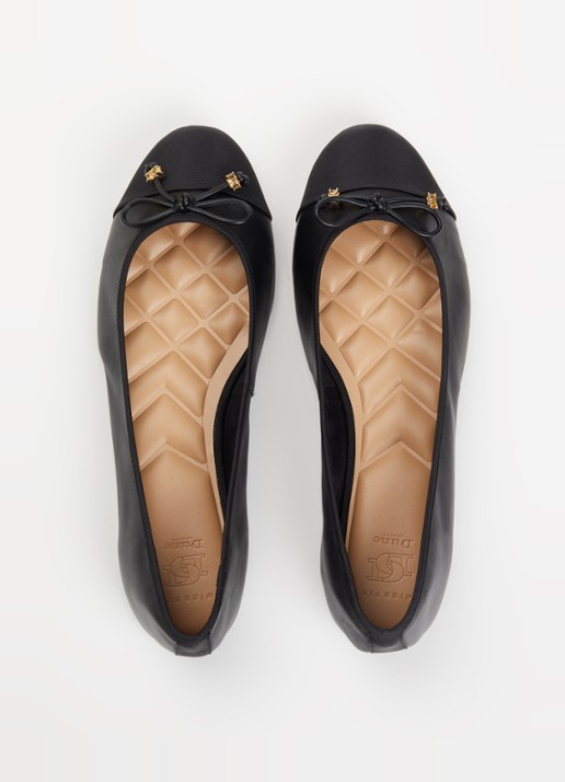 Dune London Wide Fit Hallo ballerina met strikdetail - detail 3 zwart