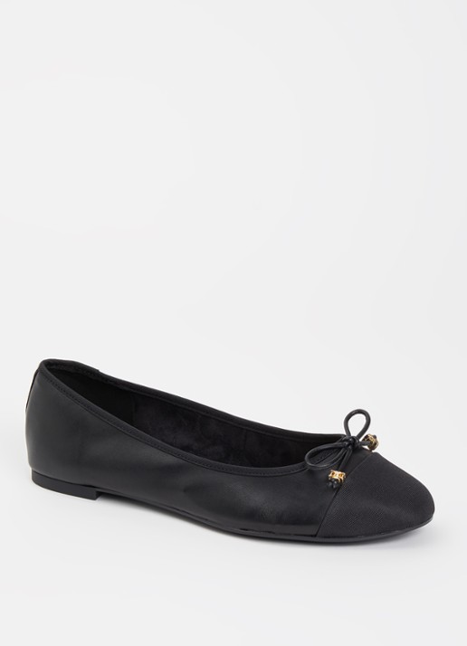 Dune London Wide Fit Hallo ballerina met strikdetail - voorkant zwart