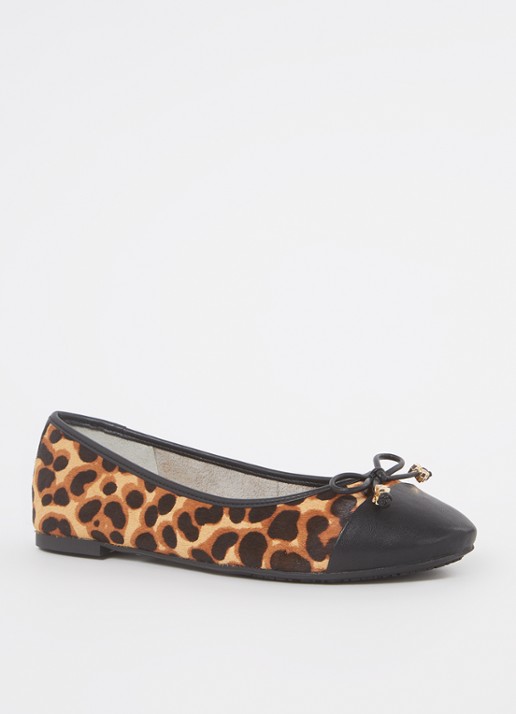 Dune London Wide Fit Hallo ballerina met strikdetail - voorkant bruin