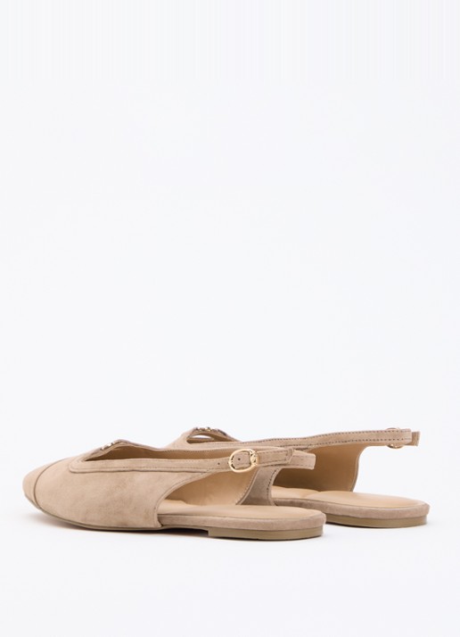 Dune London Wide Fit Hanna slingback van suède - achterkant 5 beige