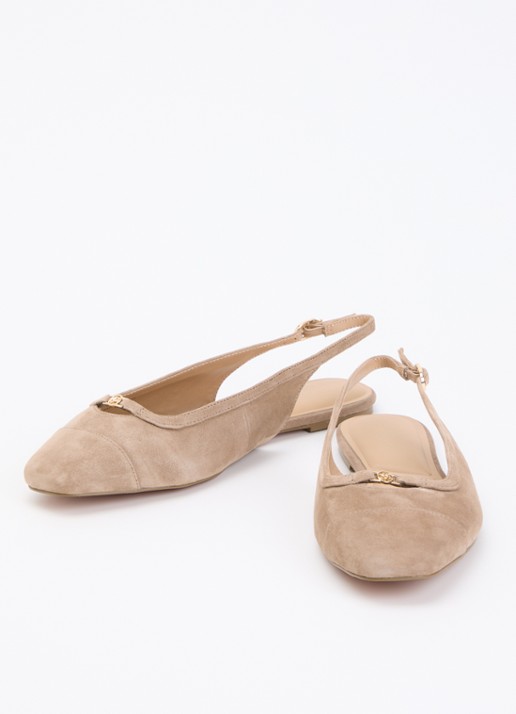 Dune London Wide Fit Hanna slingback van suède - detail 2 beige