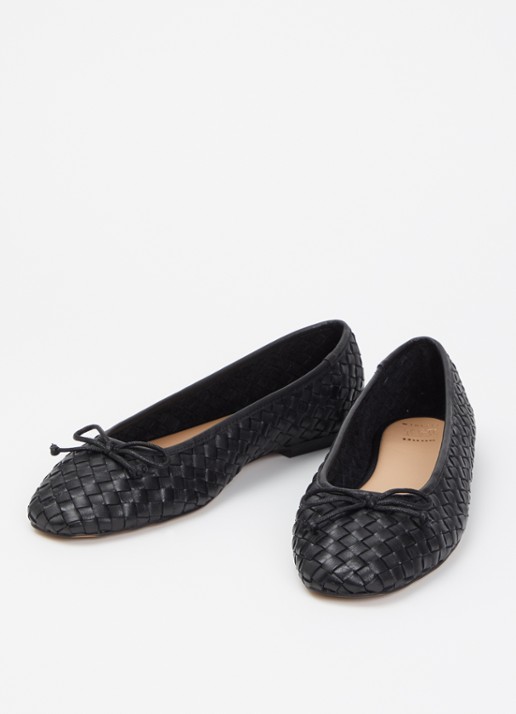 Dune London Wide Fit Heat ballerina van leer - detail 3 zwart