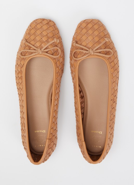 Dune London Wide Fit Heat ballerina van leer - detail 3 bruin