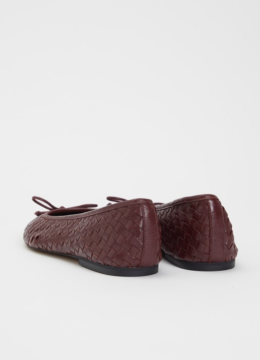 Dune London Wide Fit Heat ballerina van leer - achterkant 5 roodbruin