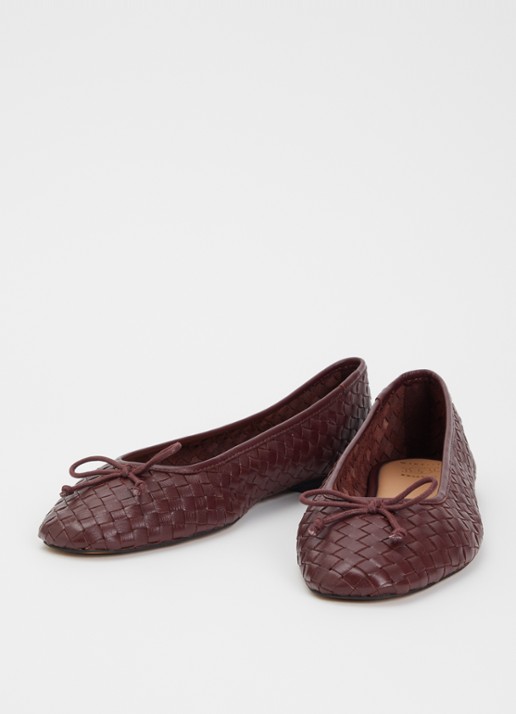 Dune London Wide Fit Heat ballerina van leer - detail 2 roodbruin