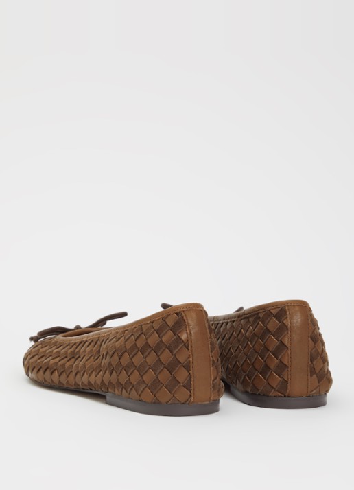 Dune London Wide Fit Heat ballerina van leer - achterkant 2 853brown-leather_mix
