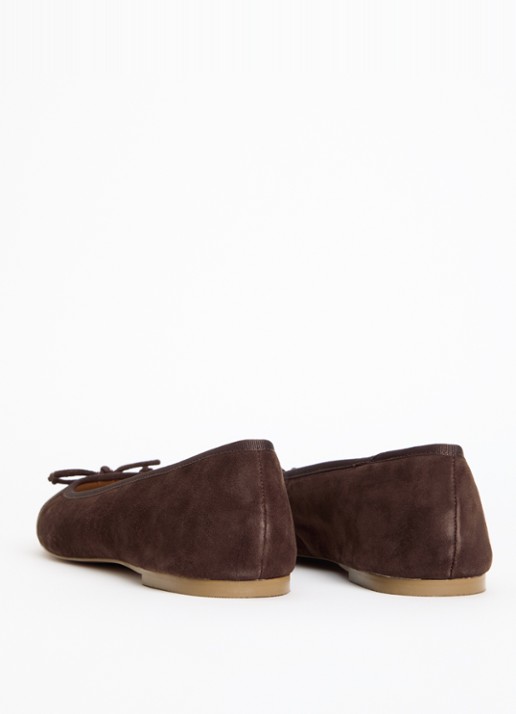 Dune London Wide Fit Helenne ballerina met gestrikt detail - achterkant 4 donkerbruin