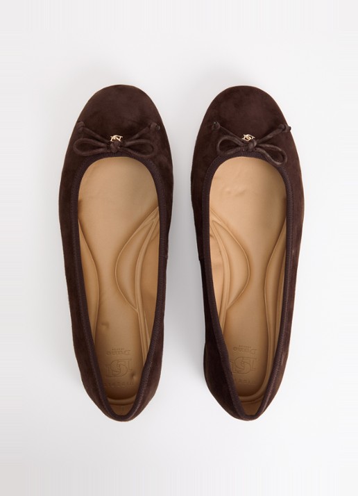 Dune London Wide Fit Helenne ballerina met gestrikt detail - detail 2 donkerbruin