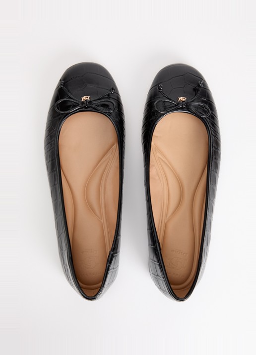 Dune London Wide Fit Helenne ballerina met gestrikt detail - detail 3 zwart