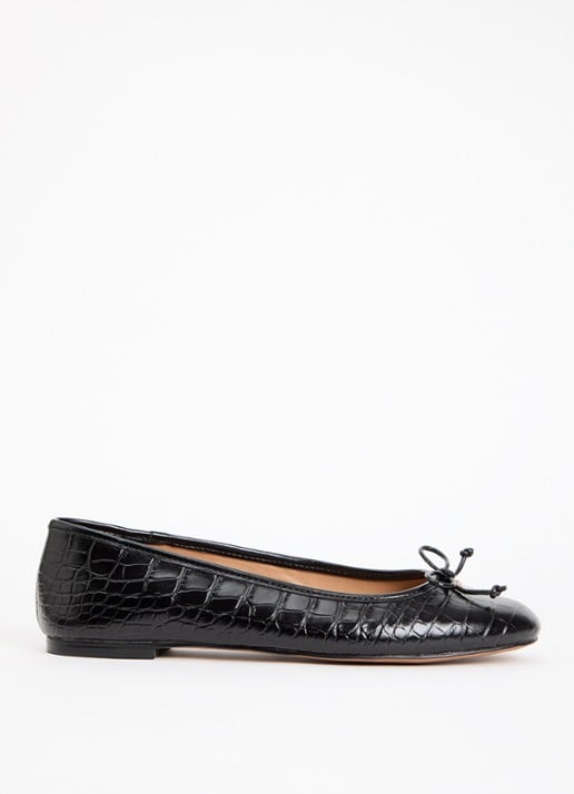 Dune London Wide Fit Helenne ballerina met gestrikt detail - voorkant zwart