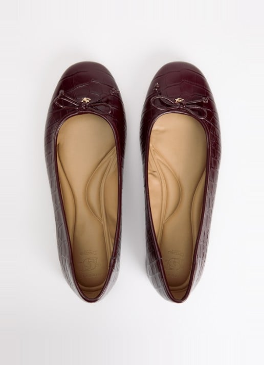Dune London Wide Fit Helenne ballerina met gestrikt detail - detail 3 bordeauxrood