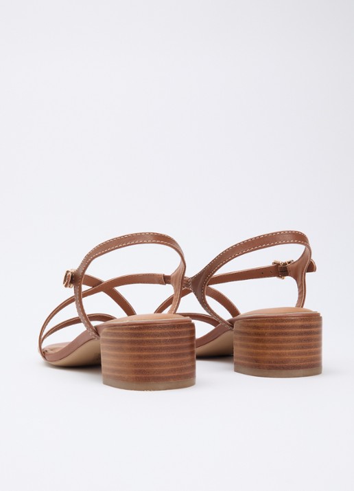 Dune London Wide Fit Jordin sandalette van leer - achterkant 5 bruin