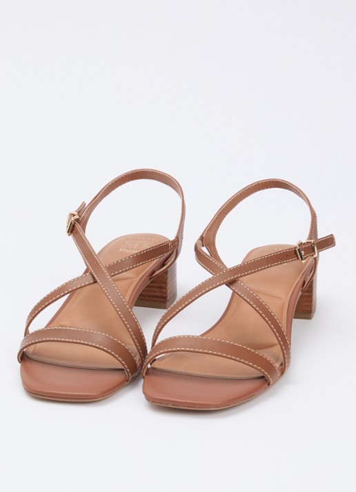 Dune London Wide Fit Jordin sandalette van leer - detail 2 bruin