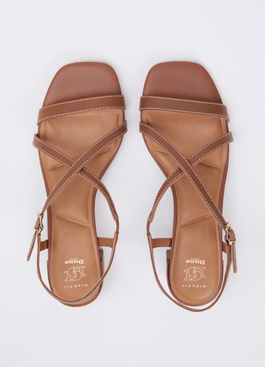 Dune London Wide Fit Jordin sandalette van leer - detail 3 bruin