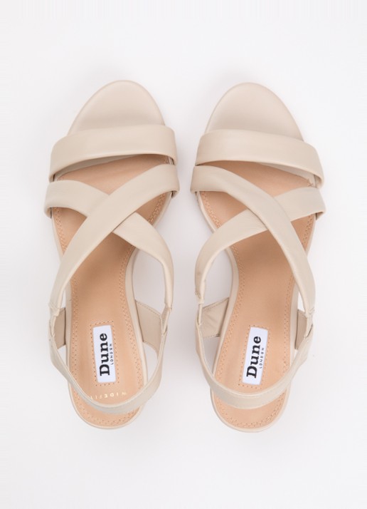 Dune London Wide Fit Kamies sleehak van leer - detail 2 creme