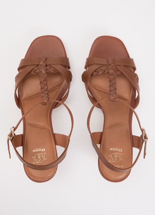 Dune London Wide Fit Karly sandalette van leer - detail 4 bruin