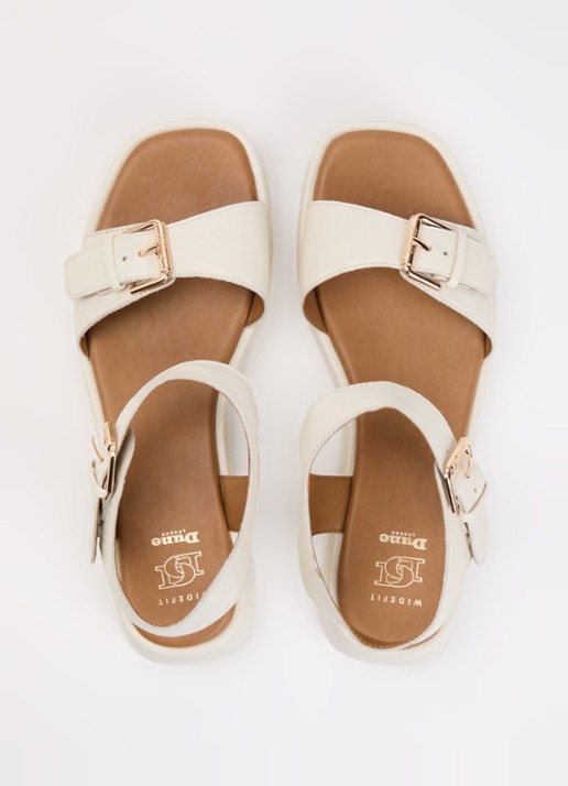 Dune London Wide Fit Licia sandaal van leer - detail 2 gebroken wit