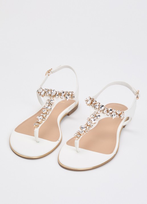 Dune London Wide Fit Life sandaal met strass - detail wit