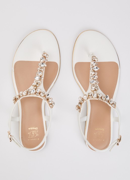 Dune London Wide Fit Life sandaal met strass - detail 2 wit