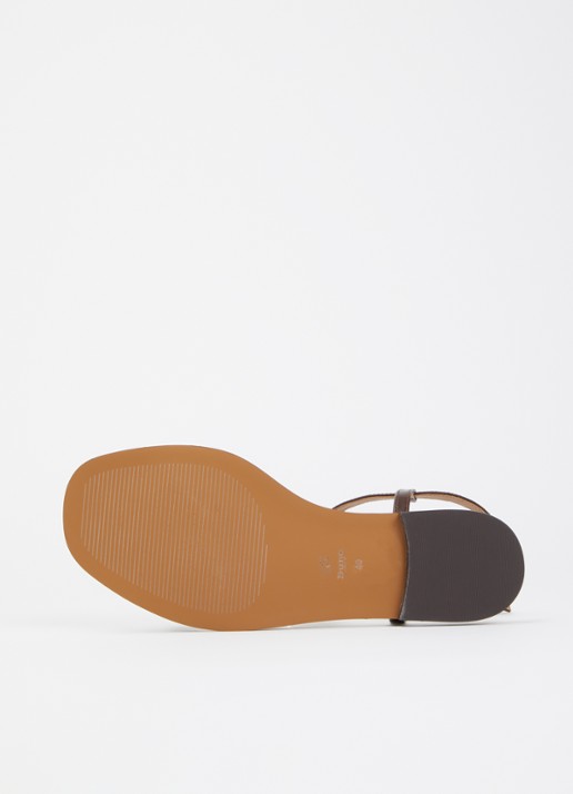 Dune London Wide Fit Lollipops sandaal van leer - detail 3 chocoladebruin