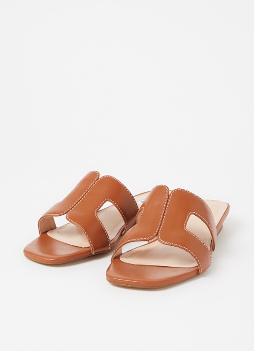 Dune London Wide Fit Loupe sandaal van leer - detail 3 cognac
