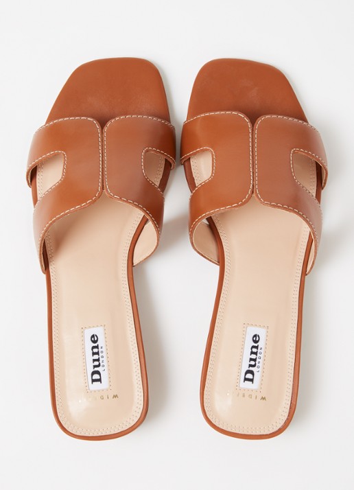 Dune London Wide Fit Loupe sandaal van leer - detail 4 cognac
