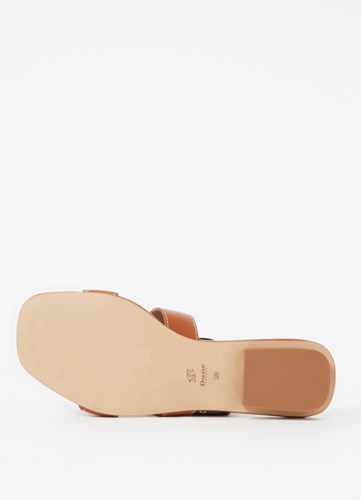 Dune London Wide Fit Loupe sandaal van leer - detail 5 cognac