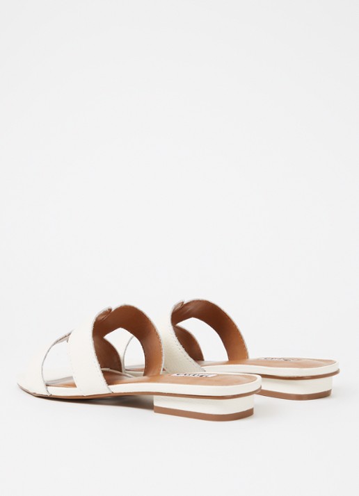 Dune London Wide Fit Loupe slipper van leer - achterkant 5 gebroken wit