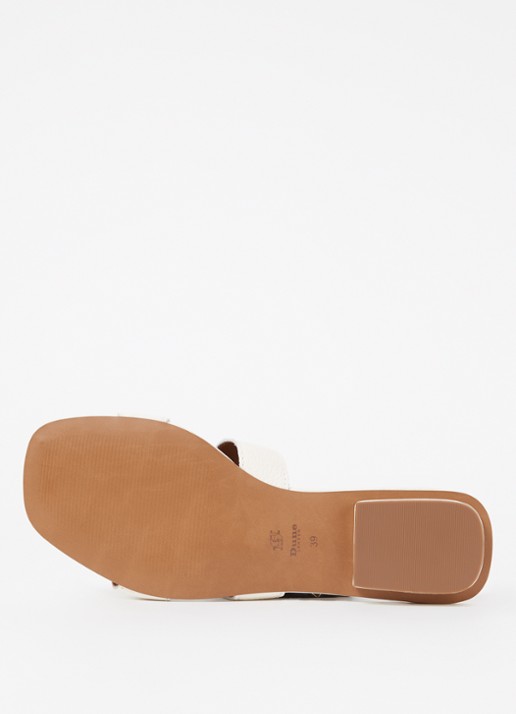 Dune London Wide Fit Loupe slipper van leer - detail 3 gebroken wit