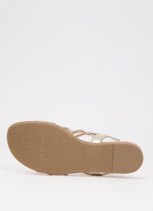 Dune London Wide Fit Lyrically sandaal van leer met strass - detail 3 goud