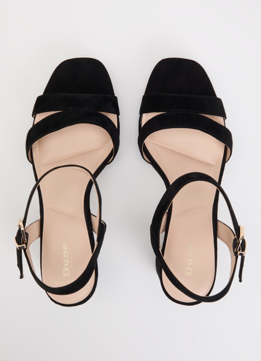Dune London Wide Fit Manifesting sandalette van suède - detail 3 zwart