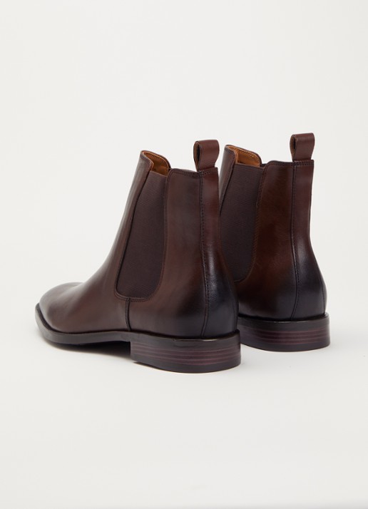 Dune London Wide Fit Matchin chelsea boot van leer - achterkant 4 donkerbruin