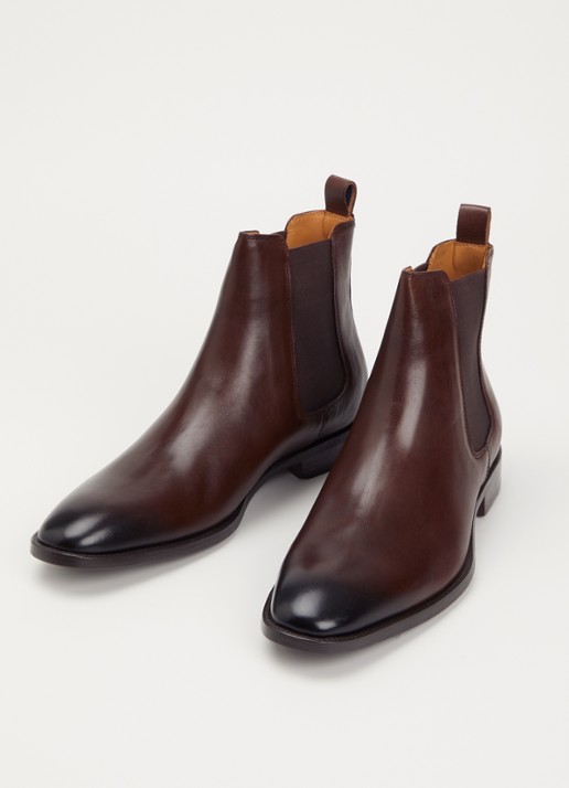 Dune London Wide Fit Matchin chelsea boot van leer - detail donkerbruin