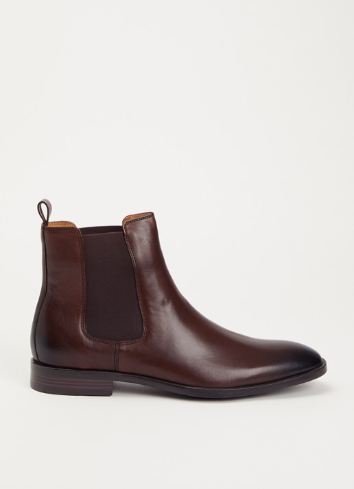 Dune London Wide Fit Matchin chelsea boot van leer - voorkant 3 donkerbruin