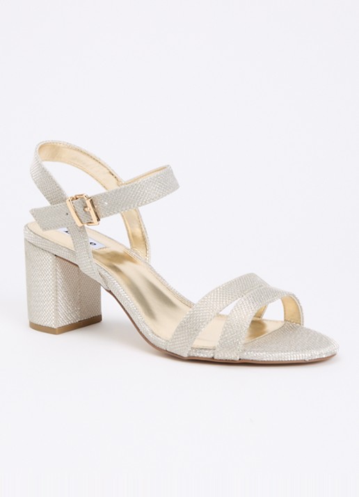 Dune London Wide Fit Merisa sandalette van leer - voorkant 4 goud