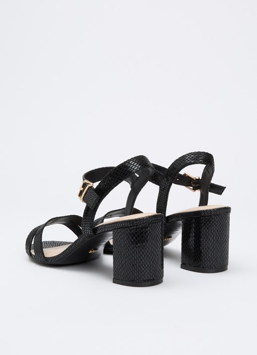 Dune London Wide Fit Merisa sandalette van leer - achterkant 4 antraciet